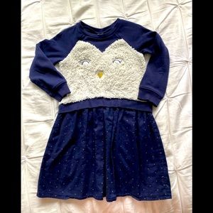 Gap Girl’s navy penguin Sweatshirt dress 5T EUC